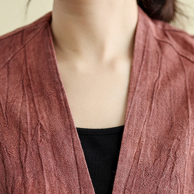 Buddha Stones無地 長袖 レディース コットンリネン ジャケット ポケット付き - image 16