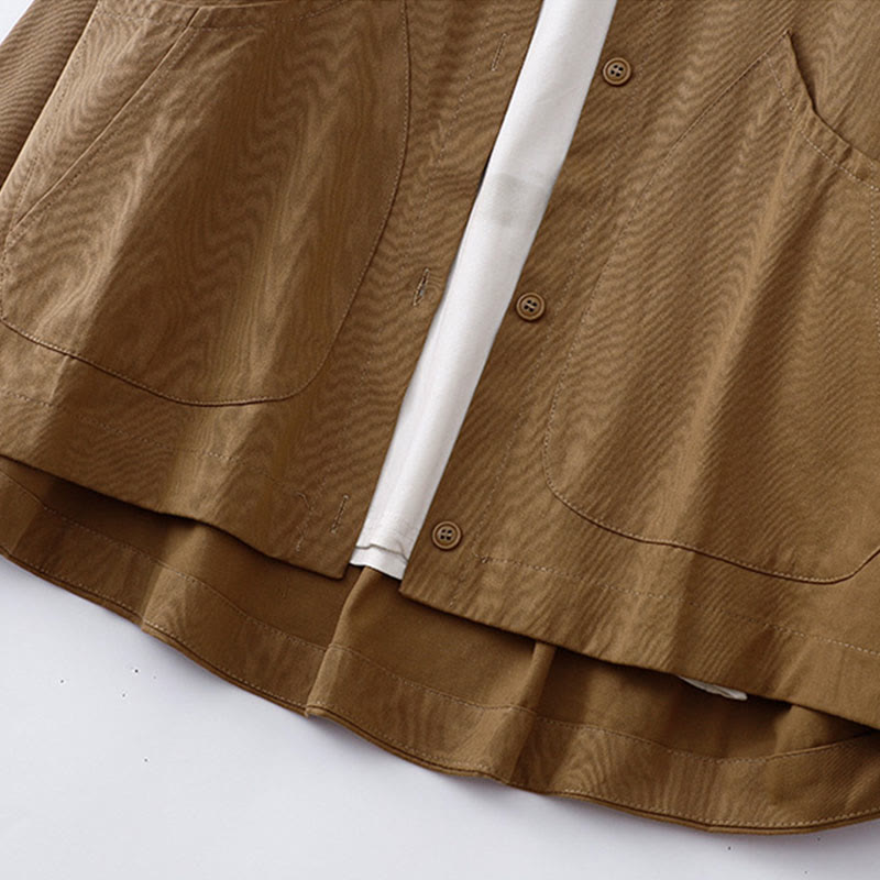 Buddha Stones無地 長袖 レディース コットンジャケット ポケット付き - image 4