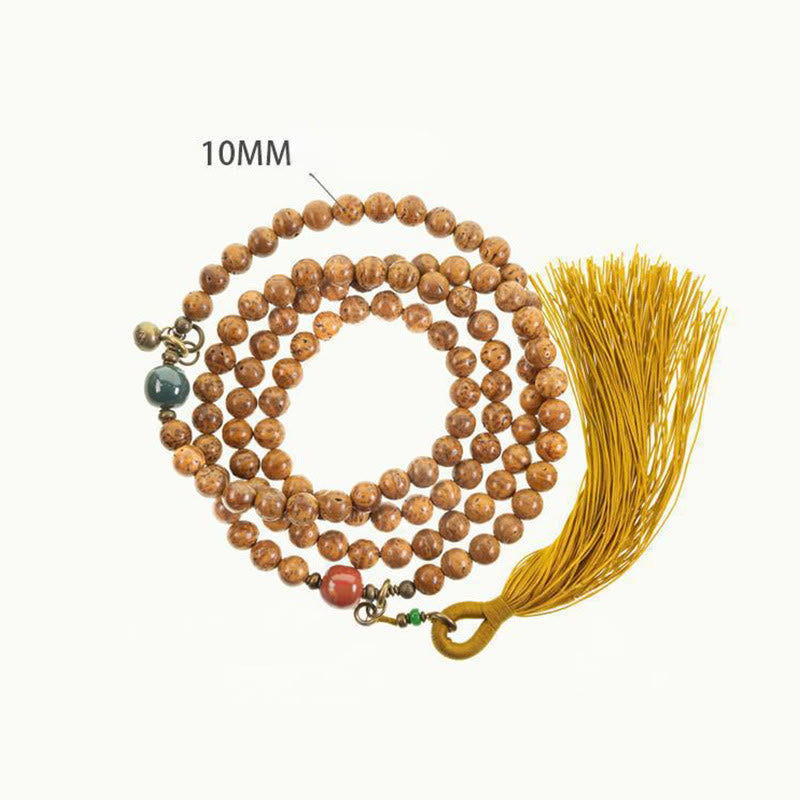Buddha Stones108 個入りマーラー数珠ビーズ 菩提樹の知恵 平和 タッセルブレスレット - image 11