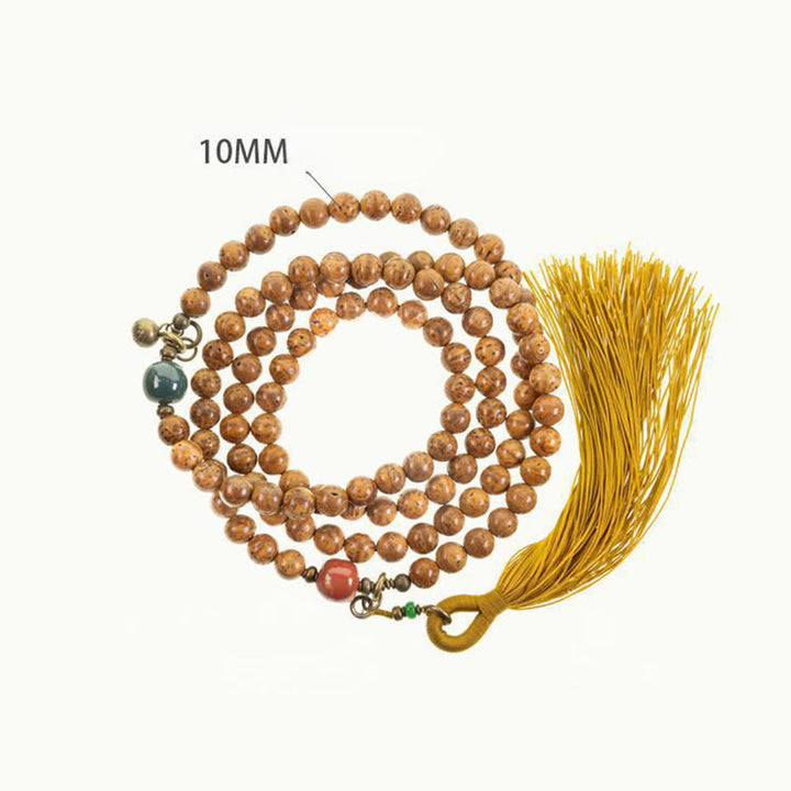 Buddha Stones108 個入りマーラー数珠ビーズ 菩提樹の知恵 平和 タッセルブレスレット - image 11
