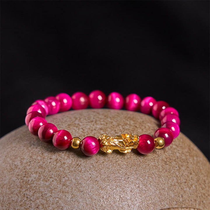 Buddha Stones各種カラータイガーアイビーズPiXiu富勇気ブレスレット - image 13