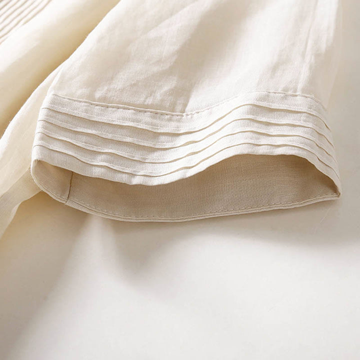 Buddha Stonesカジュアル アコーディオンプリーツ 無地 Vネック 半袖 コットン ミディドレス ポケット付き - image 34