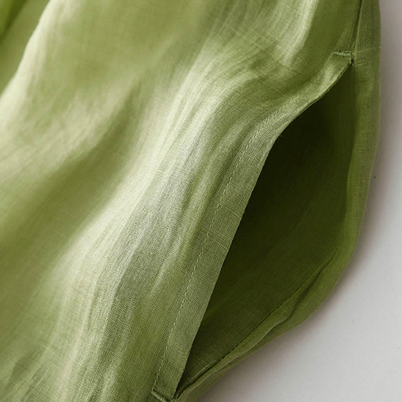 Buddha Stonesカジュアル アコーディオンプリーツ 無地 Vネック 半袖 コットン ミディドレス ポケット付き - image 21