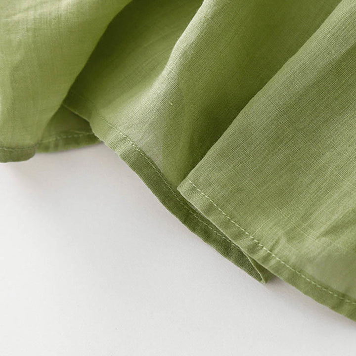 Buddha Stonesカジュアル アコーディオンプリーツ 無地 Vネック 半袖 コットン ミディドレス ポケット付き - image 20