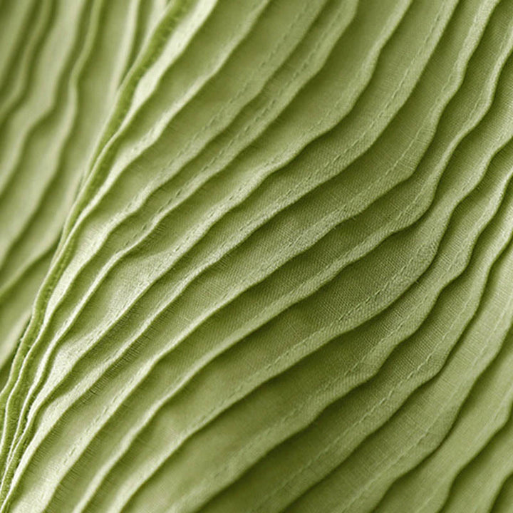 Buddha Stonesカジュアル アコーディオンプリーツ 無地 Vネック 半袖 コットン ミディドレス ポケット付き - image 15