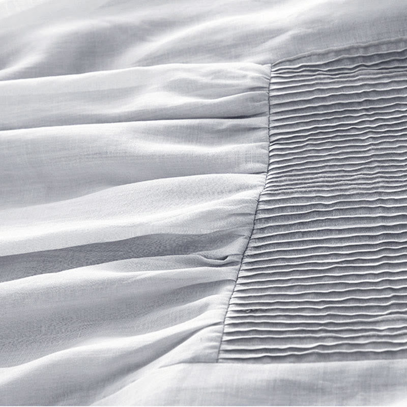 Buddha Stonesカジュアル アコーディオンプリーツ 無地 Vネック 半袖 コットン ミディドレス ポケット付き - image 24