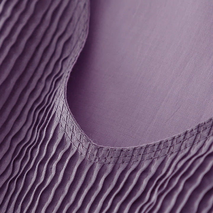 Buddha Stonesカジュアル アコーディオンプリーツ 無地 Vネック 半袖 コットン ミディドレス ポケット付き - image 8