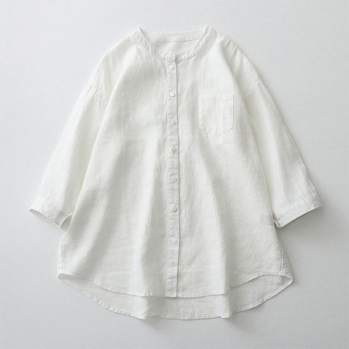Buddha Stones無地ボタン七分袖シャツ - 白 - US8-10,UK/AU12-14,EU40-42 (2XL) - image 28