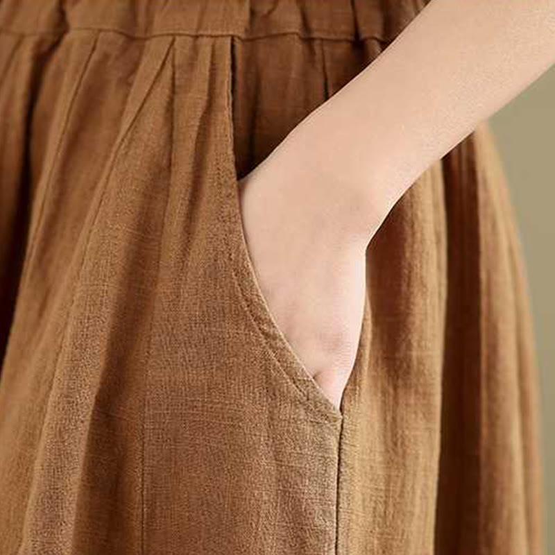 Buddha Stones春 カジュアル シンプルデザイン レディース コットンリネン ハーレムパンツ ポケット付き - image 8