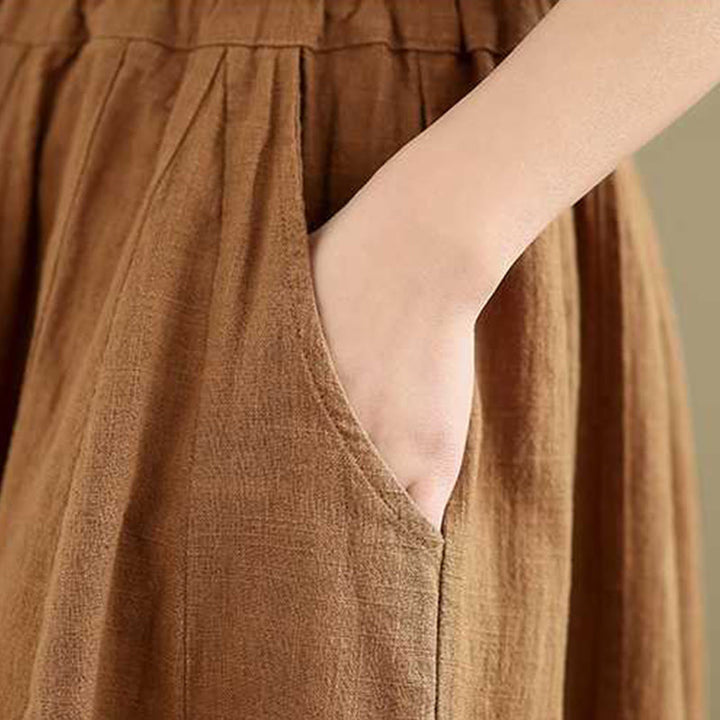 Buddha Stones春 カジュアル シンプルデザイン レディース コットンリネン ハーレムパンツ ポケット付き - image 8