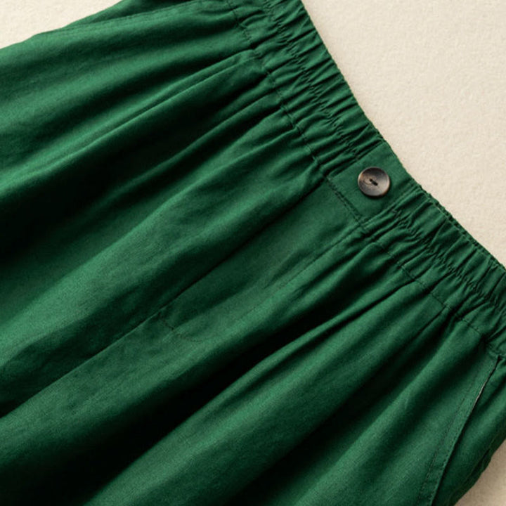 Buddha Stones夏 カジュアル 無地 ジッパーボタン コットンリネン レディース ショートパンツ ポケット付き - image 6