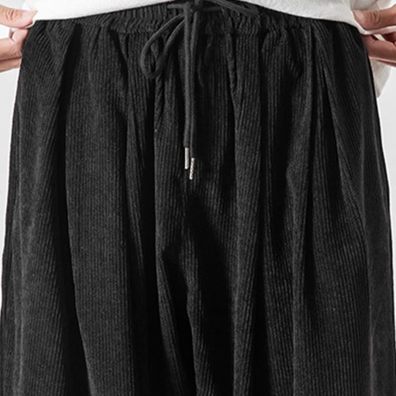 Buddha Stonesカジュアル ピュアカラー メンズ ドローストリング コーデュロイ ハーレム アンクル丈 パンツ ポケット付き - image 16