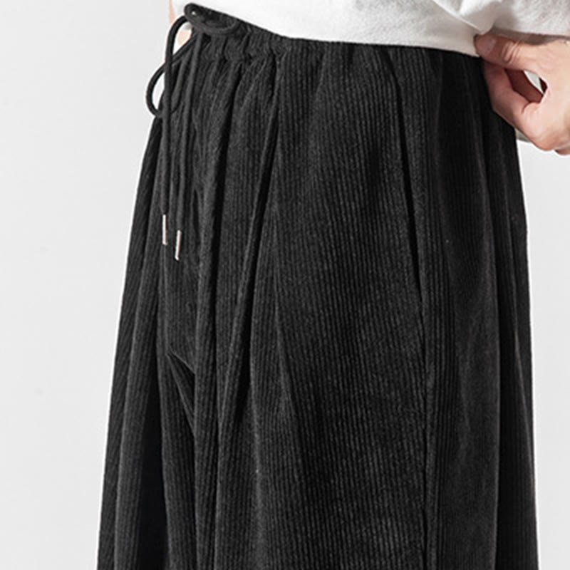 Buddha Stonesカジュアル ピュアカラー メンズ ドローストリング コーデュロイ ハーレム アンクル丈 パンツ ポケット付き - image 17