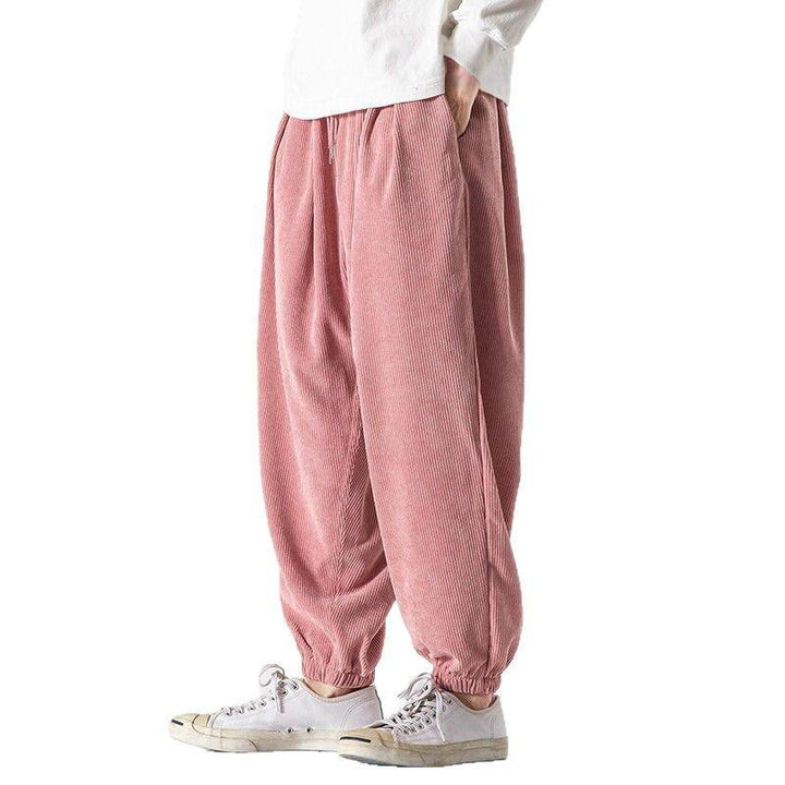Buddha Stonesカジュアル ピュアカラー メンズ ドローストリング コーデュロイ ハーレム アンクル丈 パンツ ポケット付き - image 33