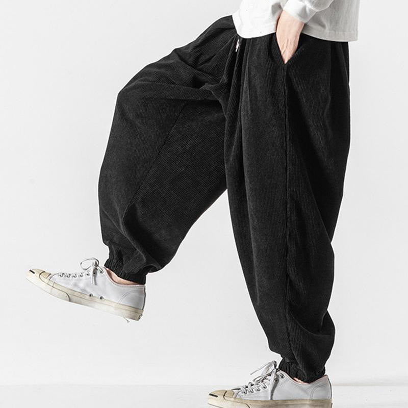 Buddha Stonesカジュアル ピュアカラー メンズ ドローストリング コーデュロイ ハーレム アンクル丈 パンツ ポケット付き - image 14