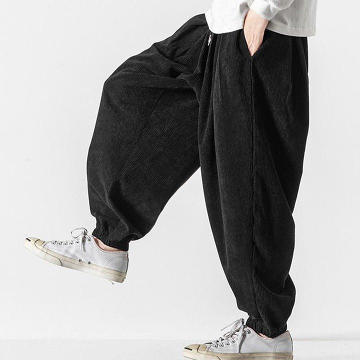 Buddha Stonesカジュアル ピュアカラー メンズ ドローストリング コーデュロイ ハーレム アンクル丈 パンツ ポケット付き - image 14