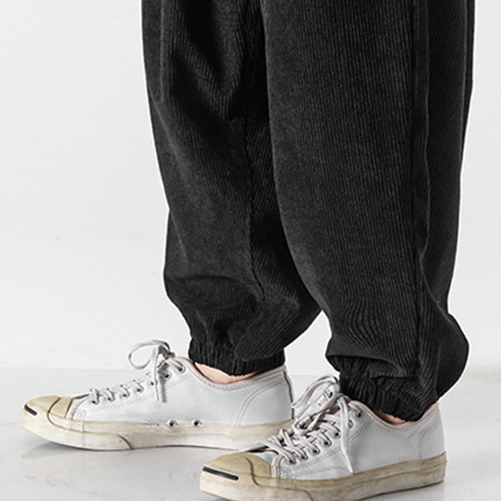 Buddha Stonesカジュアル ピュアカラー メンズ ドローストリング コーデュロイ ハーレム アンクル丈 パンツ ポケット付き - image 18