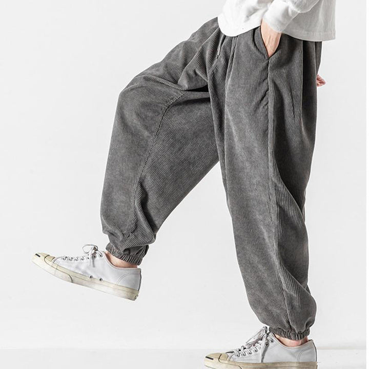 Buddha Stonesカジュアル ピュアカラー メンズ ドローストリング コーデュロイ ハーレム アンクル丈 パンツ ポケット付き - image 8