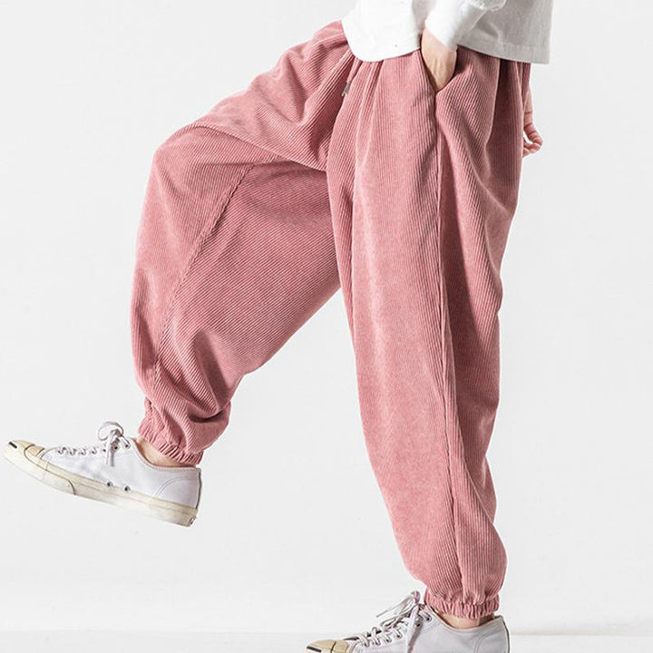 Buddha Stonesカジュアル ピュアカラー メンズ ドローストリング コーデュロイ ハーレム アンクル丈 パンツ ポケット付き - image 32