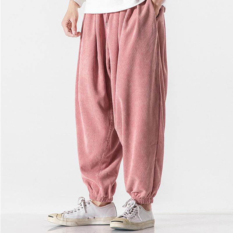 Buddha Stonesカジュアル ピュアカラー メンズ ドローストリング コーデュロイ ハーレム アンクル丈 パンツ ポケット付き - image 29