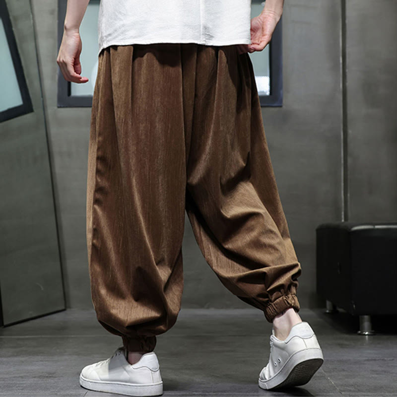 Buddha Stonesカジュアル デイリー ピュアカラー ドローストリングデザイン メンズ ハーレムパンツ ポケット付き - image 17