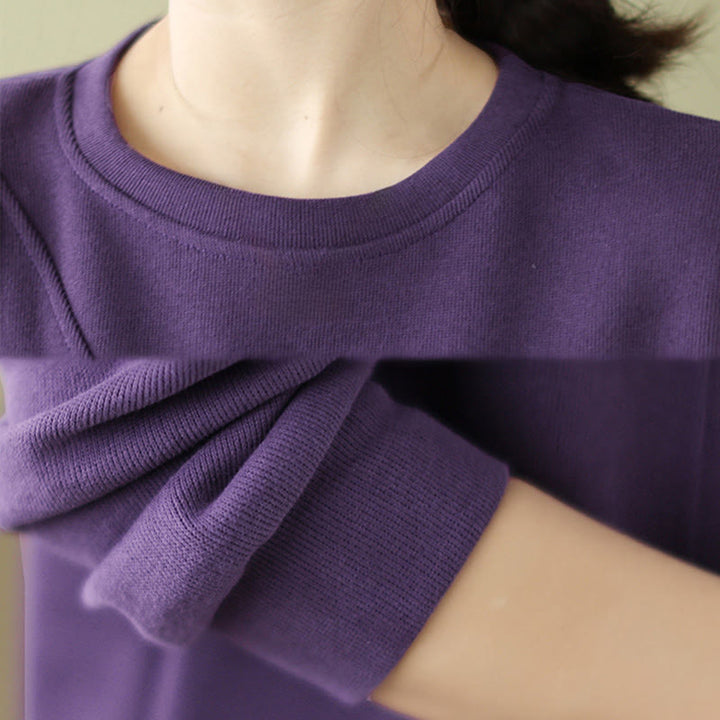 Buddha Stones秋 プレーンボタン クルーネック コットン プルオーバー レディース スウェットシャツ  - image 19