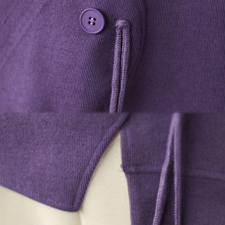 Buddha Stones秋 プレーンボタン クルーネック コットン プルオーバー レディース スウェットシャツ  - image 18