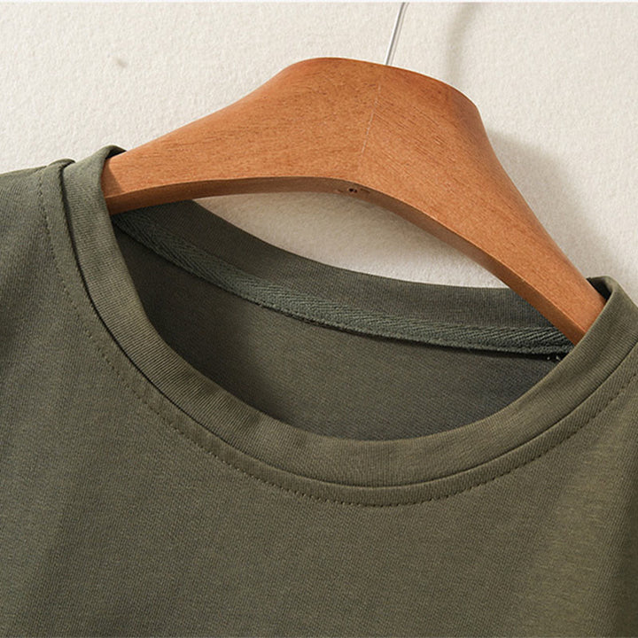 Buddha Stonesカジュアル ピュア イレギュラーヘム コットンリネン レディース ロングスリーブ Tシャツ - image 3