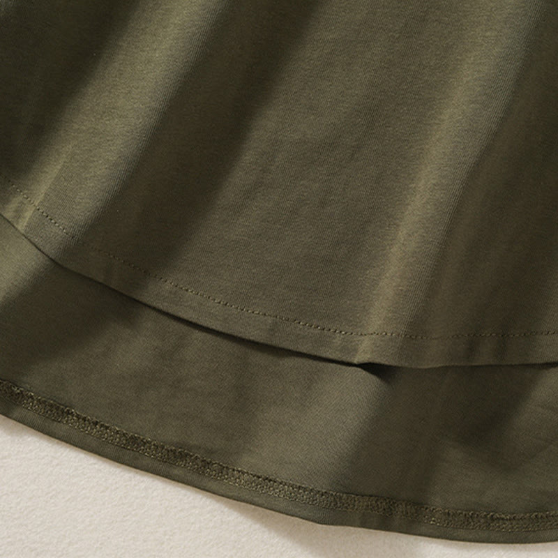 Buddha Stonesカジュアル ピュア イレギュラーヘム コットンリネン レディース ロングスリーブ Tシャツ - image 7