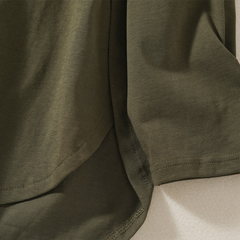 Buddha Stonesカジュアル ピュア イレギュラーヘム コットンリネン レディース ロングスリーブ Tシャツ - image 6