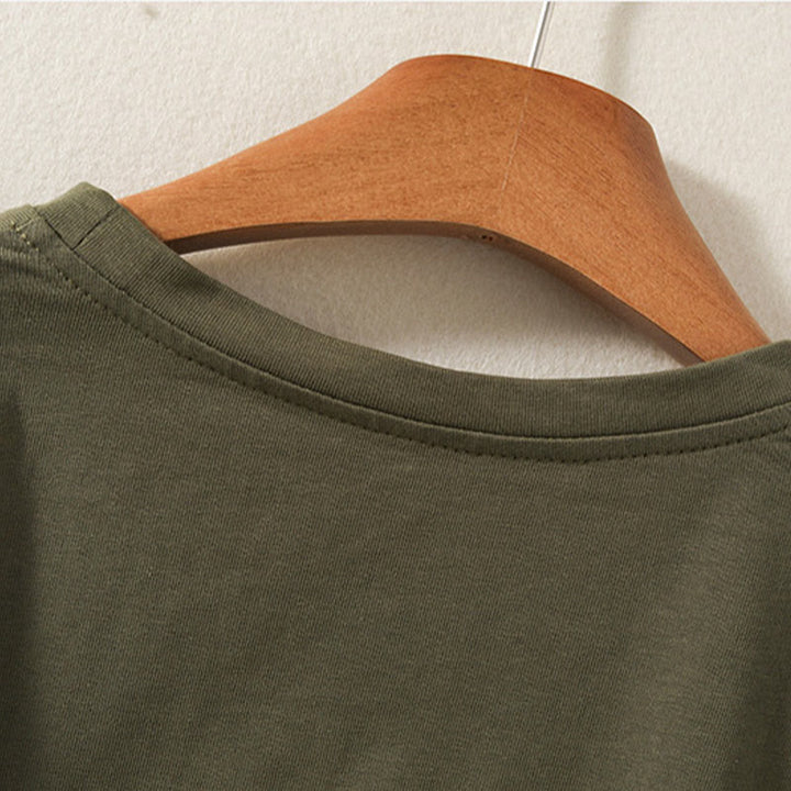 Buddha Stonesカジュアル ピュア イレギュラーヘム コットンリネン レディース ロングスリーブ Tシャツ - image 4