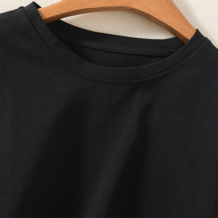 Buddha Stonesカジュアル ピュア イレギュラーヘム コットンリネン レディース ロングスリーブ Tシャツ - image 9