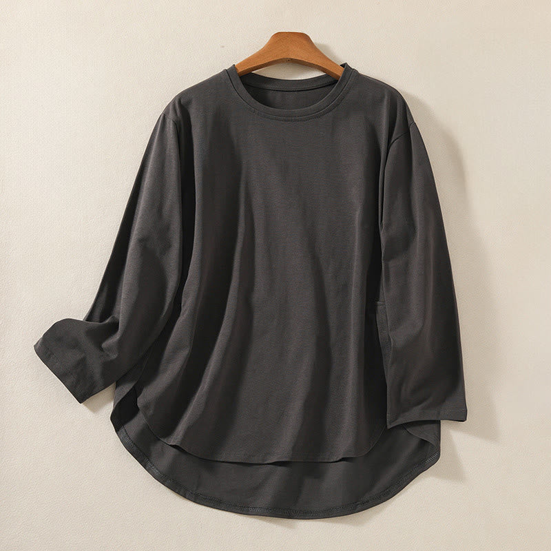 Buddha Stonesカジュアル ピュア イレギュラーヘム コットンリネン レディース ロングスリーブ Tシャツ - ディムグレー - US14、 UK/AU18、 EU46 (2XL) - image 14