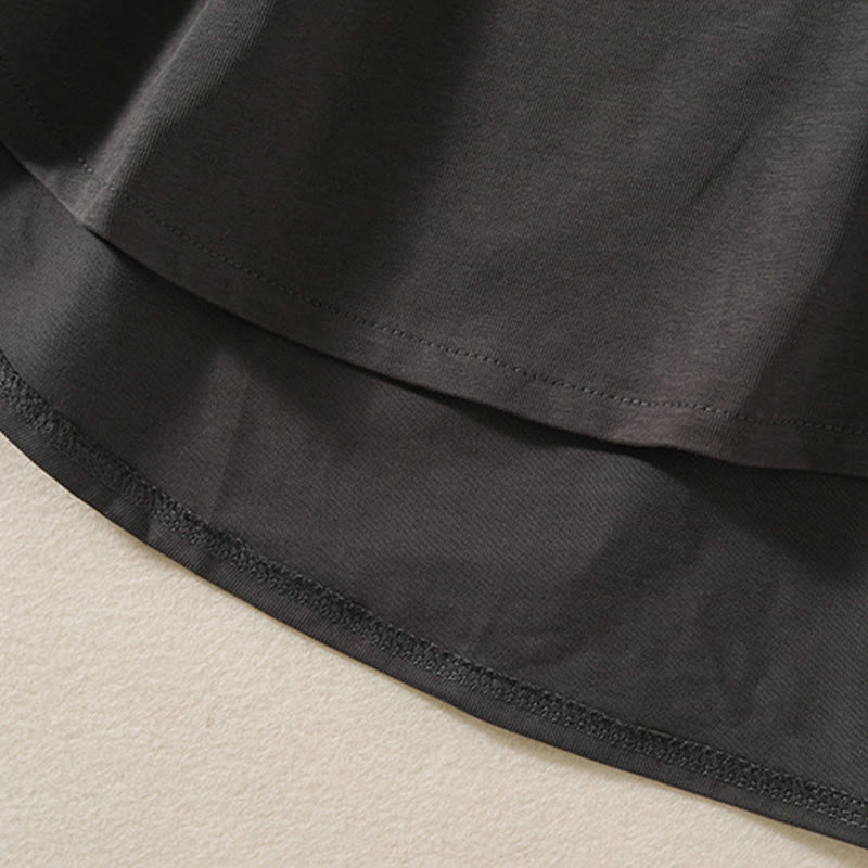 Buddha Stonesカジュアル ピュア イレギュラーヘム コットンリネン レディース ロングスリーブ Tシャツ - image 18