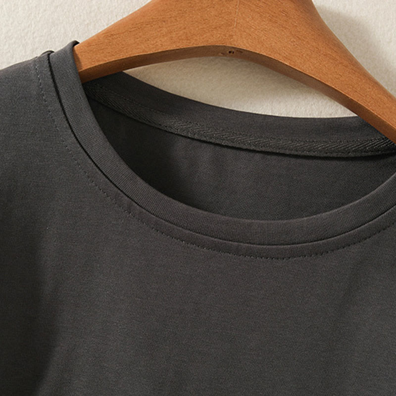 Buddha Stonesカジュアル ピュア イレギュラーヘム コットンリネン レディース ロングスリーブ Tシャツ - image 15