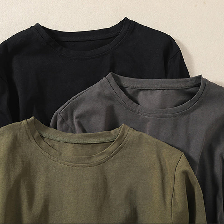 Buddha Stonesカジュアル ピュア イレギュラーヘム コットンリネン レディース ロングスリーブ Tシャツ - image 22