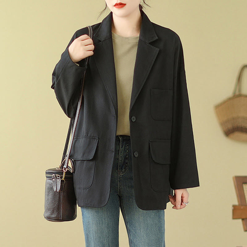 Buddha Stones無地 レディース コットン スーツジャケット ポケット付き - image 16