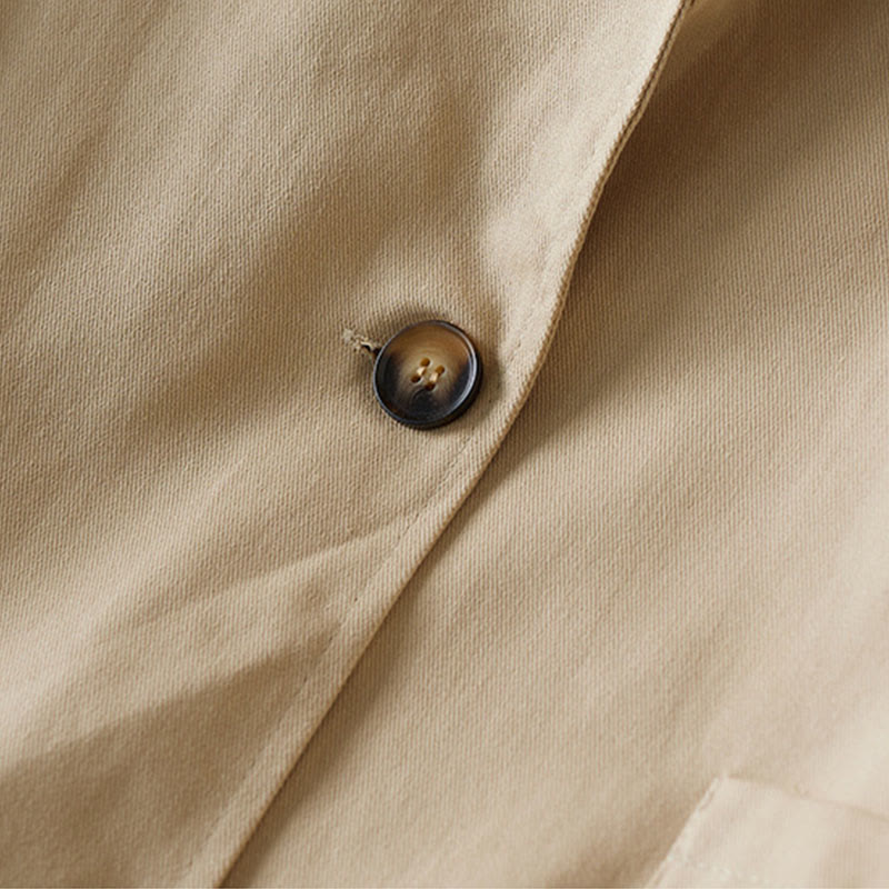 Buddha Stones無地ボタン レディース コットンスーツジャケット ポケット付き - image 5