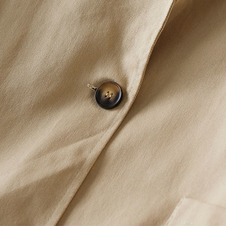 Buddha Stones無地ボタン レディース コットンスーツジャケット ポケット付き - image 5