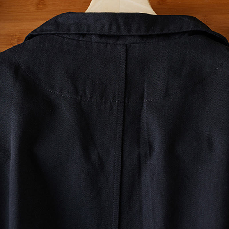 Buddha Stones無地ボタン レディース コットンスーツジャケット ポケット付き - image 12