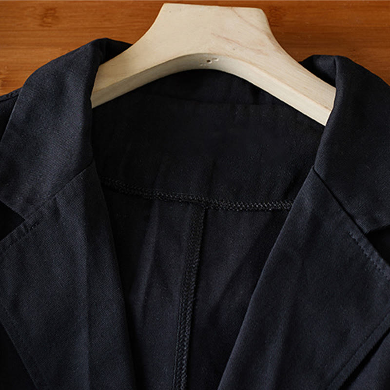 Buddha Stones無地ボタン レディース コットンスーツジャケット ポケット付き - image 13