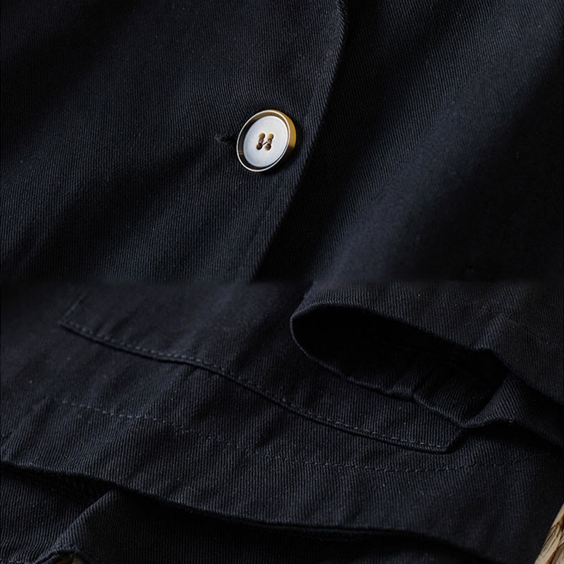 Buddha Stones無地ボタン レディース コットンスーツジャケット ポケット付き - image 11