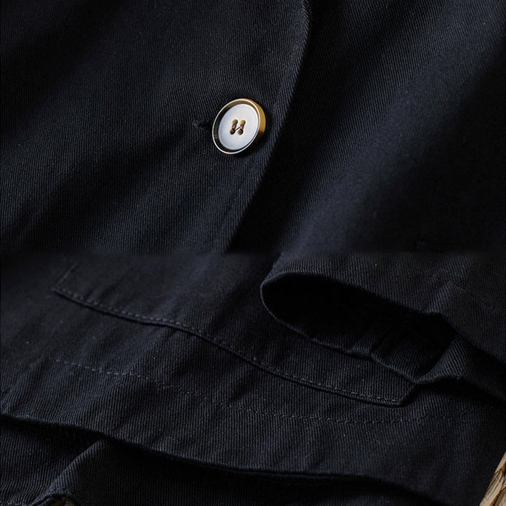 Buddha Stones無地ボタン レディース コットンスーツジャケット ポケット付き - image 11