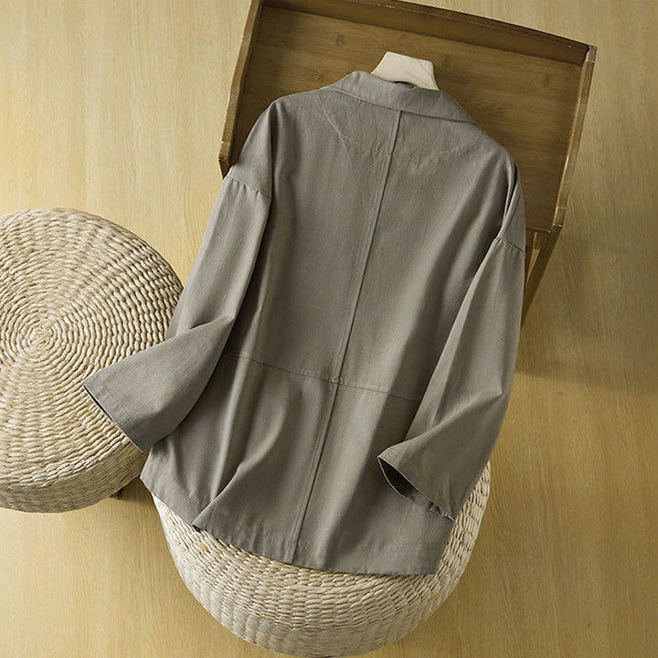 Buddha Stones無地ボタン レディース コットンスーツジャケット ポケット付き - image 16