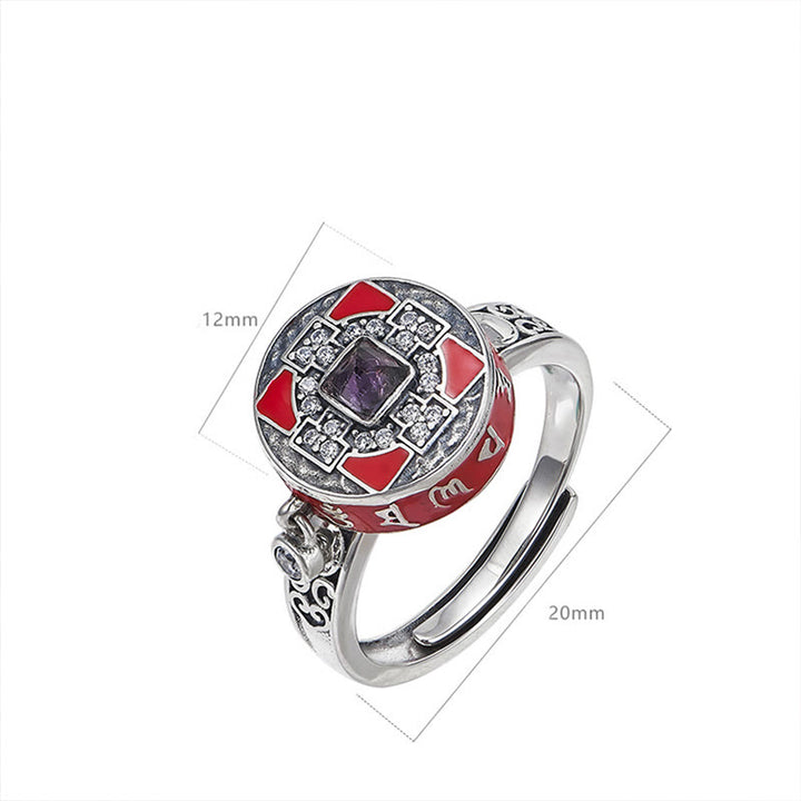 Buddha Stonesオーム・マニ・パドメ・フム銅製祈祷ホイール回転式 富の輪 - image 8