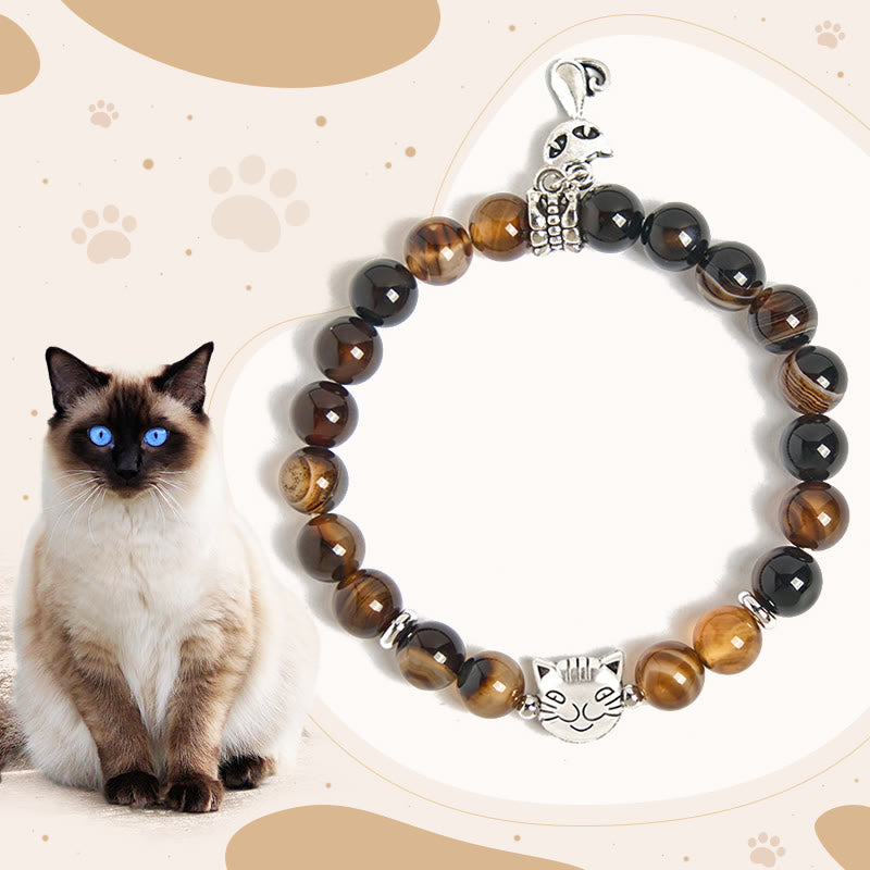 Buddha Stonesチョコレートシャム猫 ダークブラウン ストライプ守護ブレスレット - チョコレートシャム猫(手首周り15~16cm) - image 0
