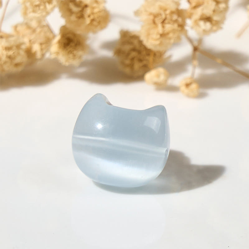 Buddha Stones愛らしい猫の頭 ピンクキャッツアイ ホワイトキャッツアイ スピリチュアルビーズブレスレット - image 11