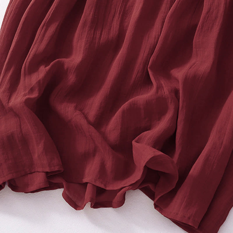 Buddha Stones無地刺繍半袖コットンミディドレス - image 27