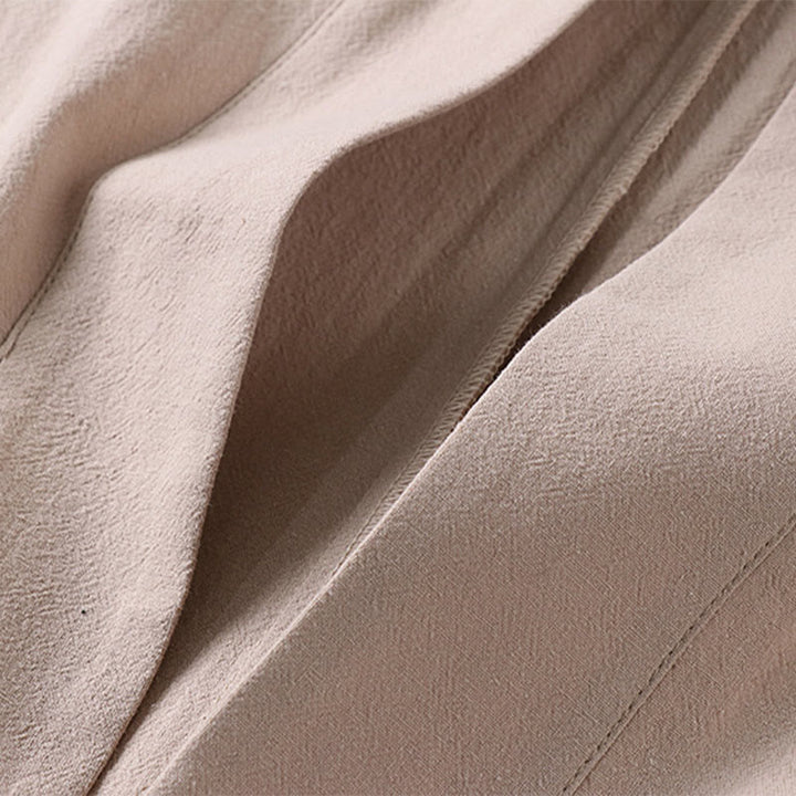 Buddha Stonesの長袖ボタンデザインメンズオープンフロントコットンリネンジャケット着物ポケット付き - image 8