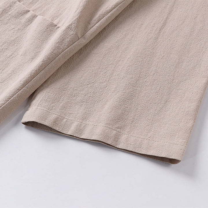 Buddha Stonesの長袖ボタンデザインメンズオープンフロントコットンリネンジャケット着物ポケット付き - image 13